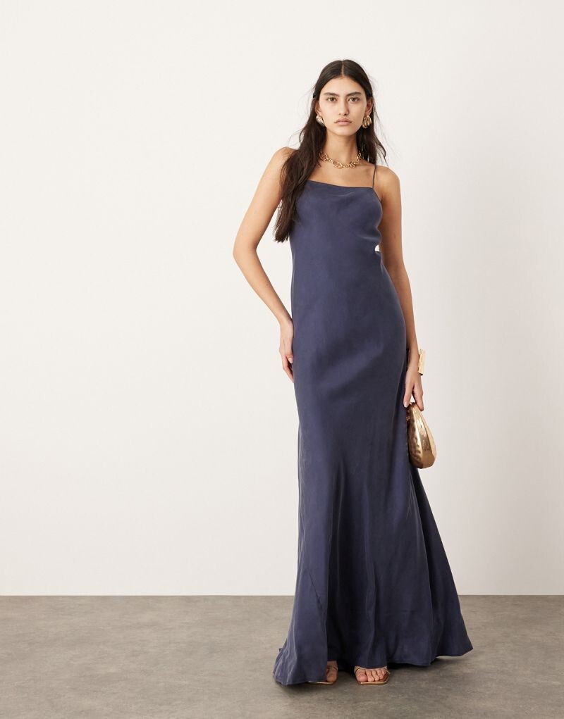 

Голубое платье макси косого кроя ASOS EDITION cupro Ultimate