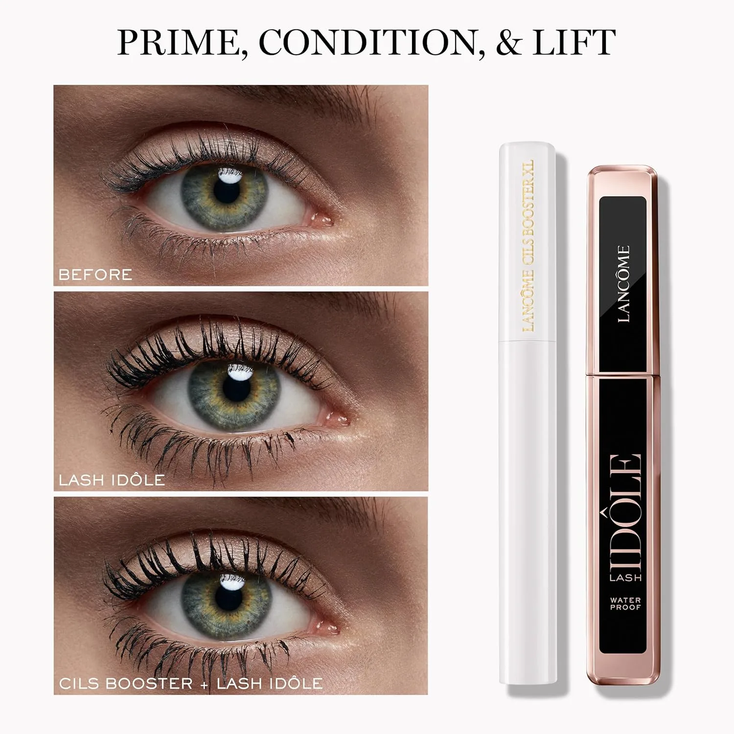 Набор для макияжа Lancôme Cils Booster XL Mascara Primer & Lash Idôle Black Mascara Duo - полноразмерный набор для лифтинга и подготовки ресниц - для придания ресницам объема, длины и пышности., Black — фото 3