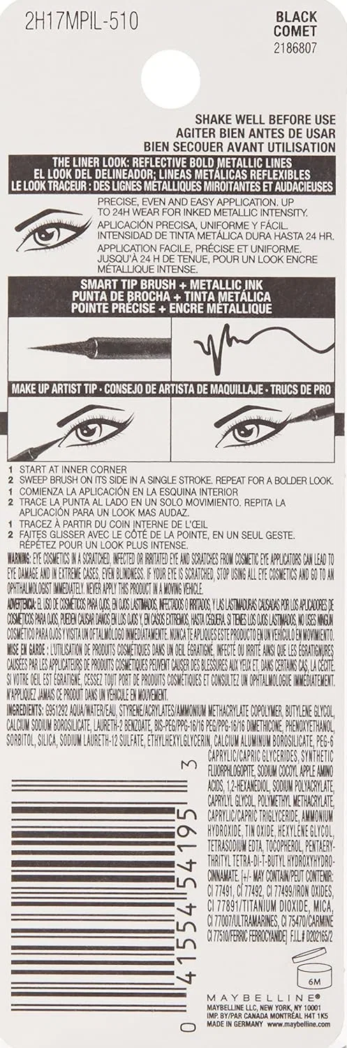 Подводка для глаз жидкая Metallic Maybelline New York Master Accurate Ink, Black Comet, 0.06 fl oz — фото 3