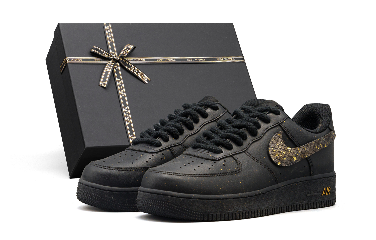 

Nike Термостойкие, износостойкие, нескользящие низкие кроссовки для скейтбординга Air Force 1, унисекс, черный, в коробке