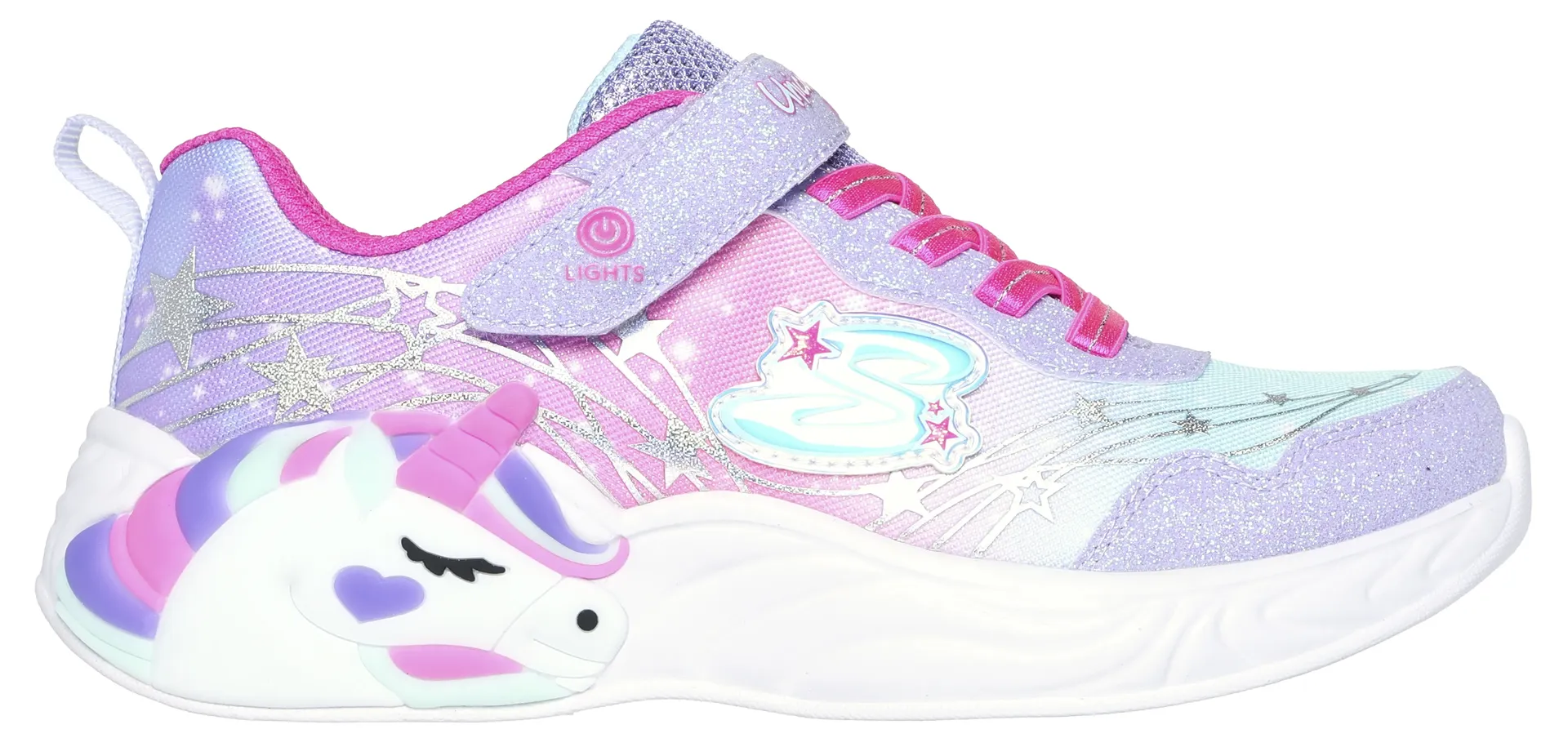 Детские кроссовки Skechers "UNICORN DREAMS", мигающая обувь, обувь на липучке, детская обувь на резинке и ремешке на липучке Skechers Kids, цвет Lavendel-Rosa Einhorn — фото 2