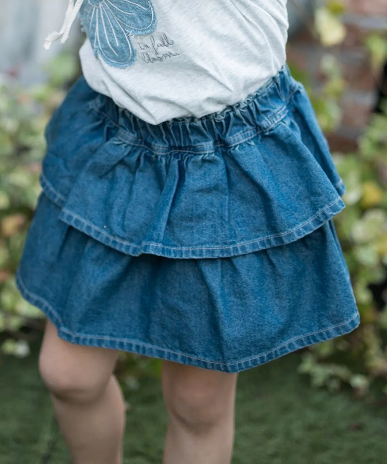 Шорты с контактным охлаждением Atelier Denim.RIO Floret с двумя ярусами воланов, темно-синий