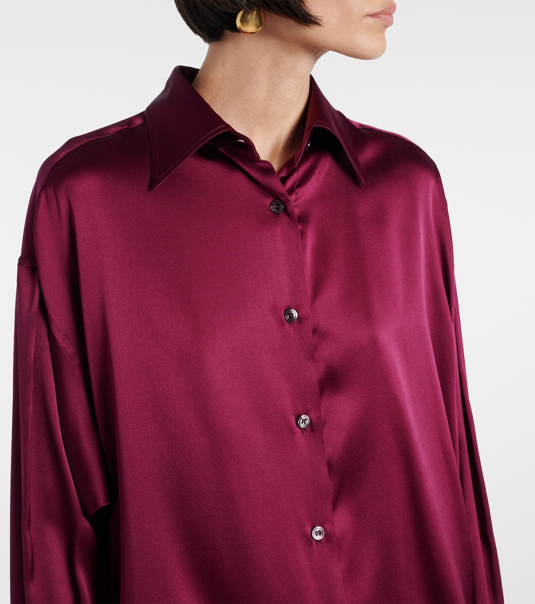Шелковая атласная блузка с добавлением других материалов Tom Ford, Deep Plum — фото 4