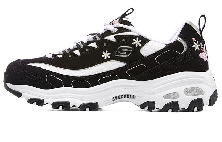 

Кроссовки Skechers D'Lites 1.0 Chunky Sneakers Women's Low-Top Black White/Silver