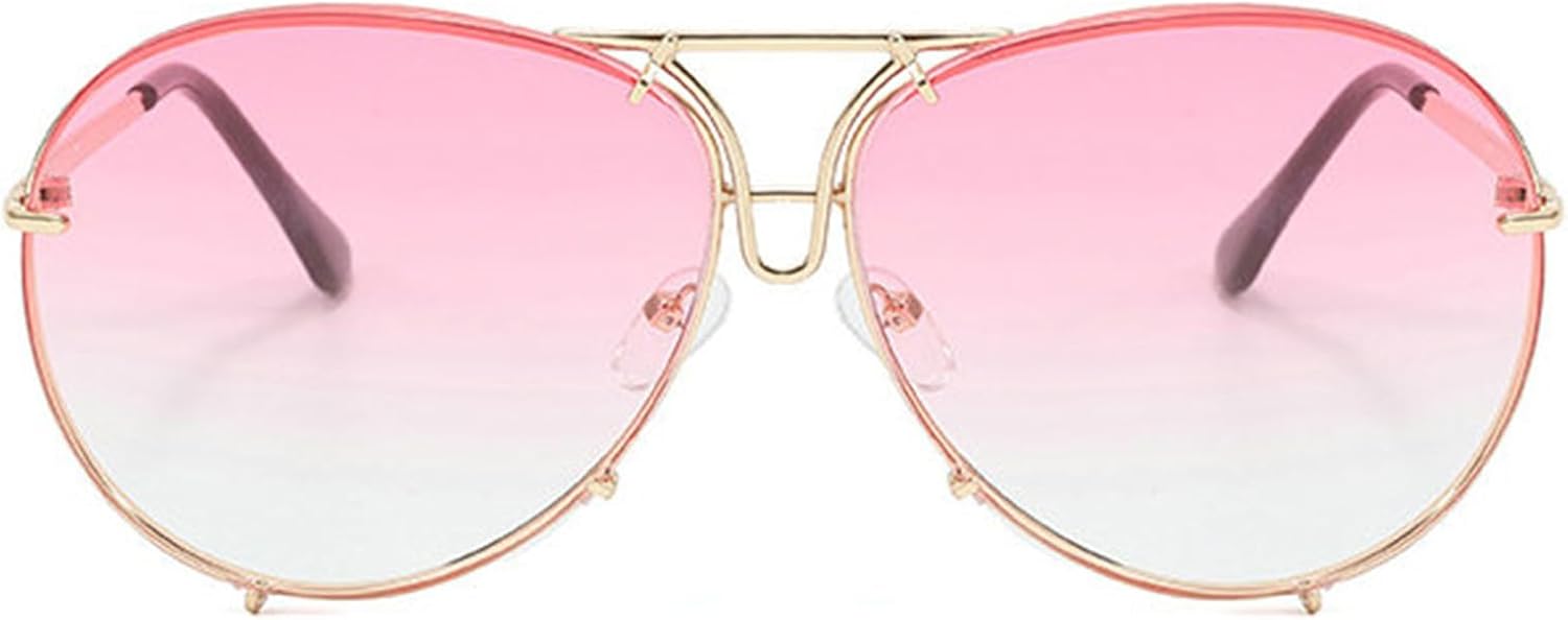 

Солнцезащитные очки Willochra Retro для женщин, большие круглые, для мужчин, модные очки-пилот в роскошной металлической оправе, солнцезащитные очки с защитой от УФ-излучения UV400, Clear Pink