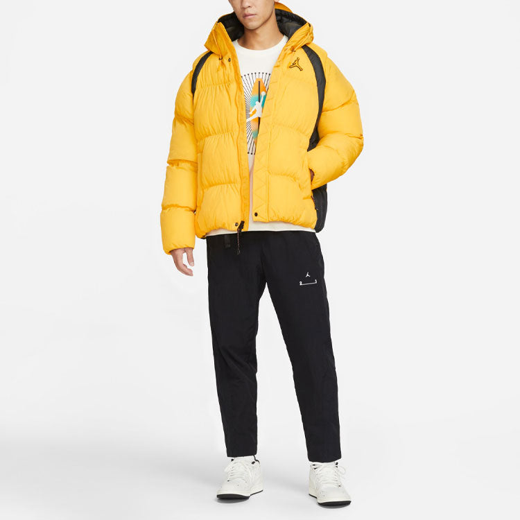 Мужская зимняя куртка Air Jordan Wide Stripe Zipper Hooded, желтая, на молнии, модель — фото 4