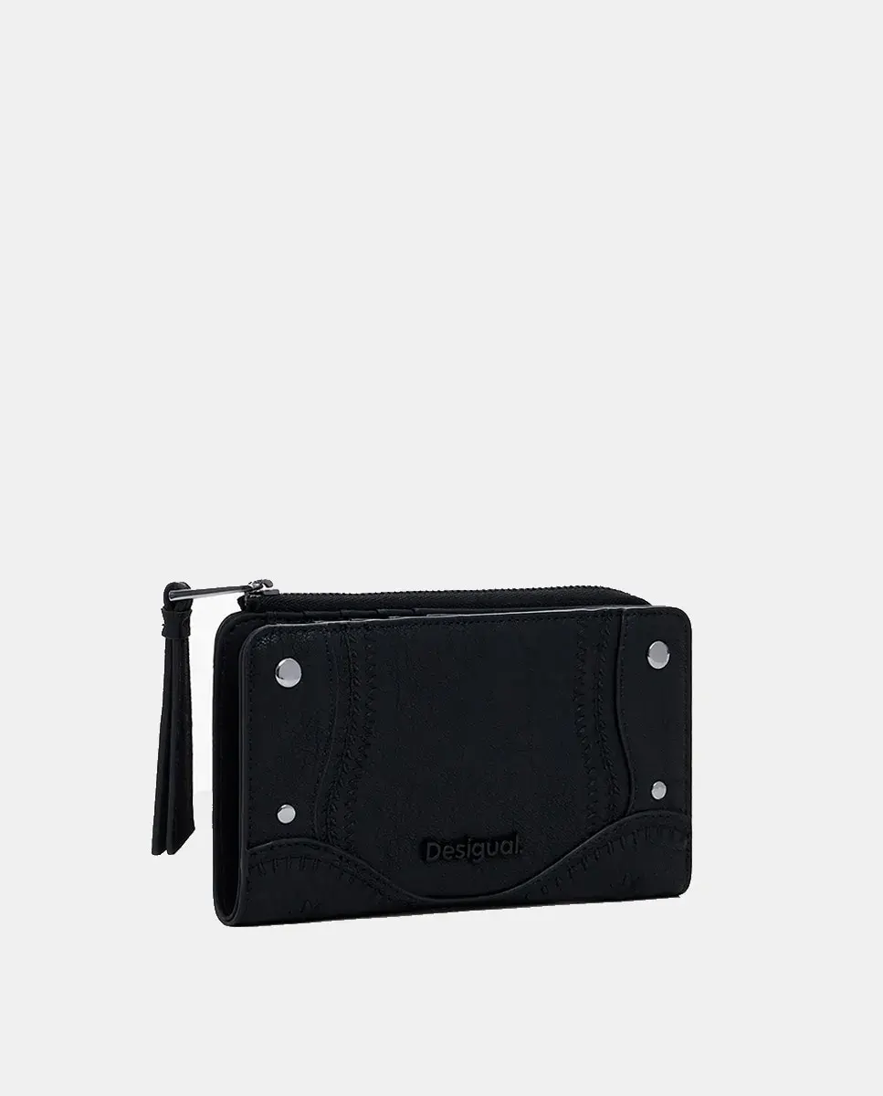 

Кошелек из кожи с вышивкой среднего размера Desigual, черный