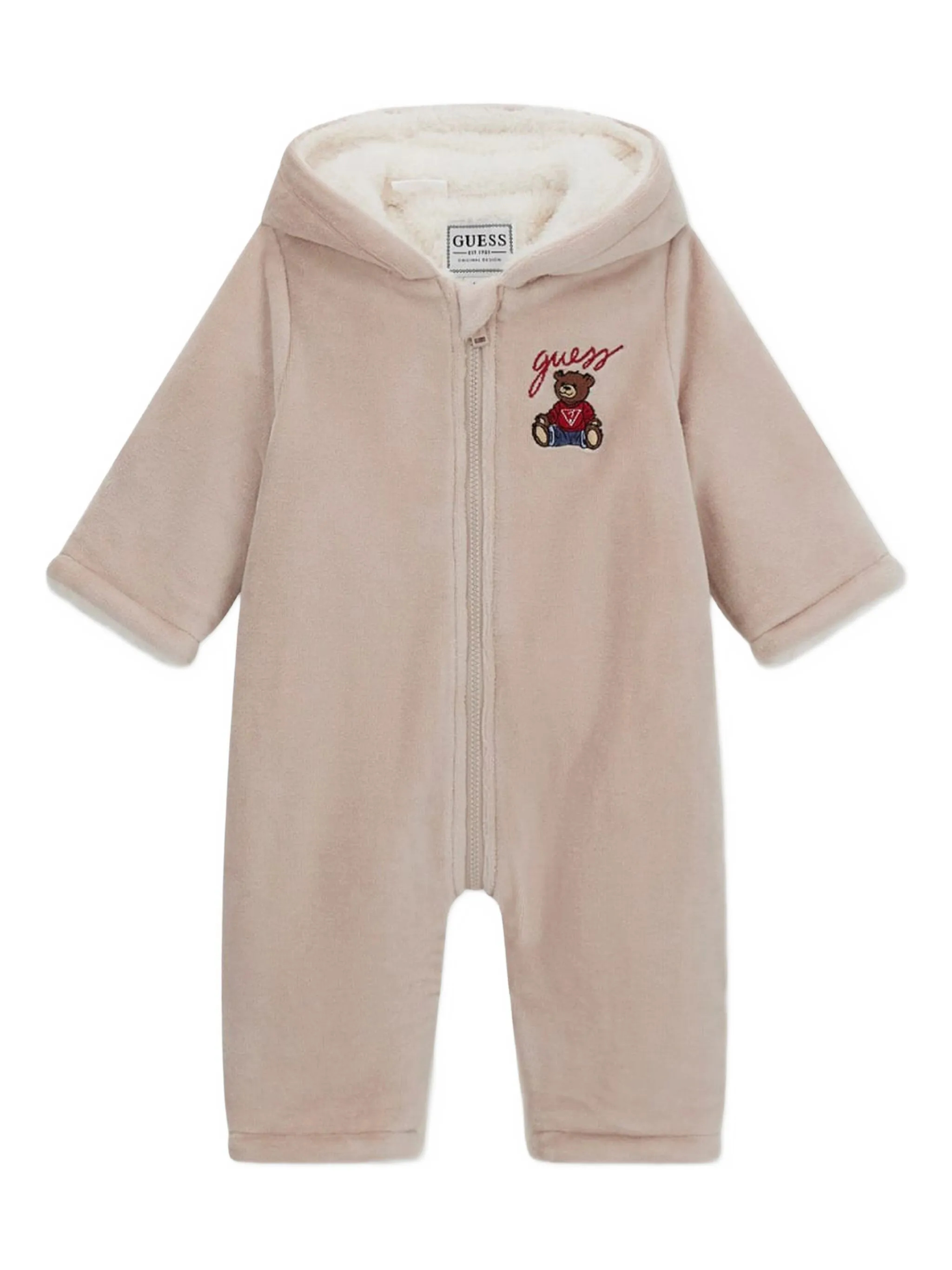 

Ромпер с капюшоном и вышивкой Guess Kids, бежевый