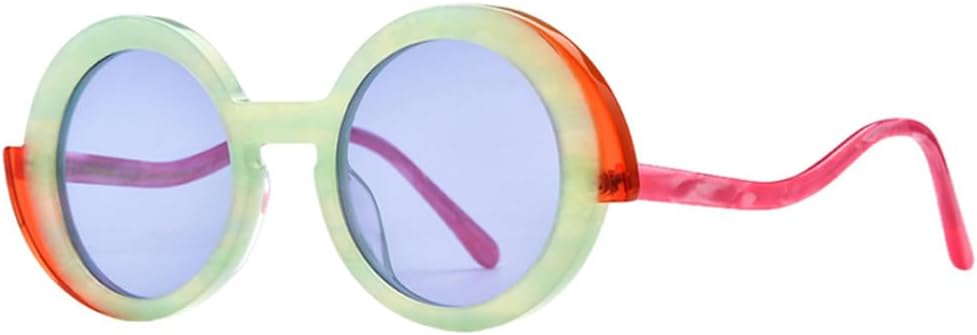 

Поляризованные солнцезащитные очки из ацетата для мужчин, милые S-образные, ретро, ​​модные, круглые, цветные, солнцезащитные очки UV400 для женщин MTZJH, Green Purple