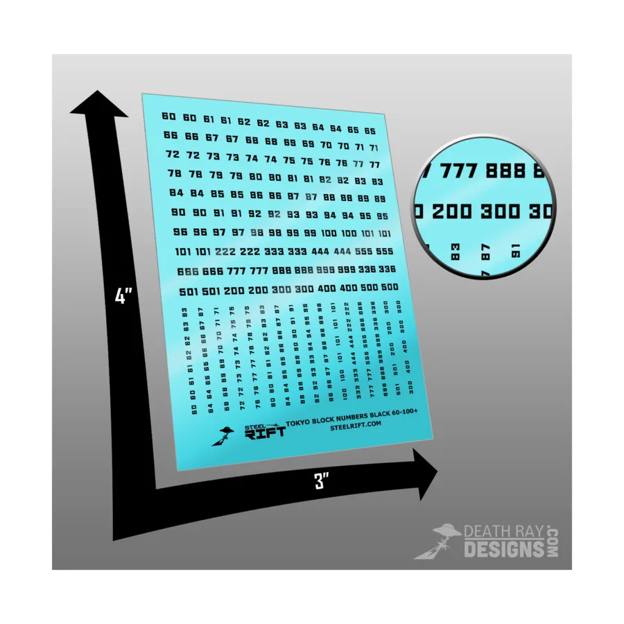 

Блок-номер Токио 60–100+ — черный, Steel Rift - Decals, Numbers