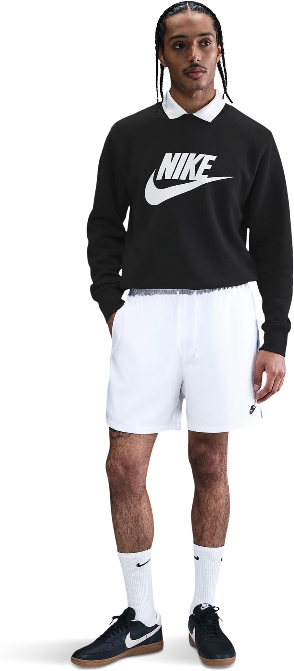 

Толстовка Nike Club Brushed Fleece Crew, черный/белый