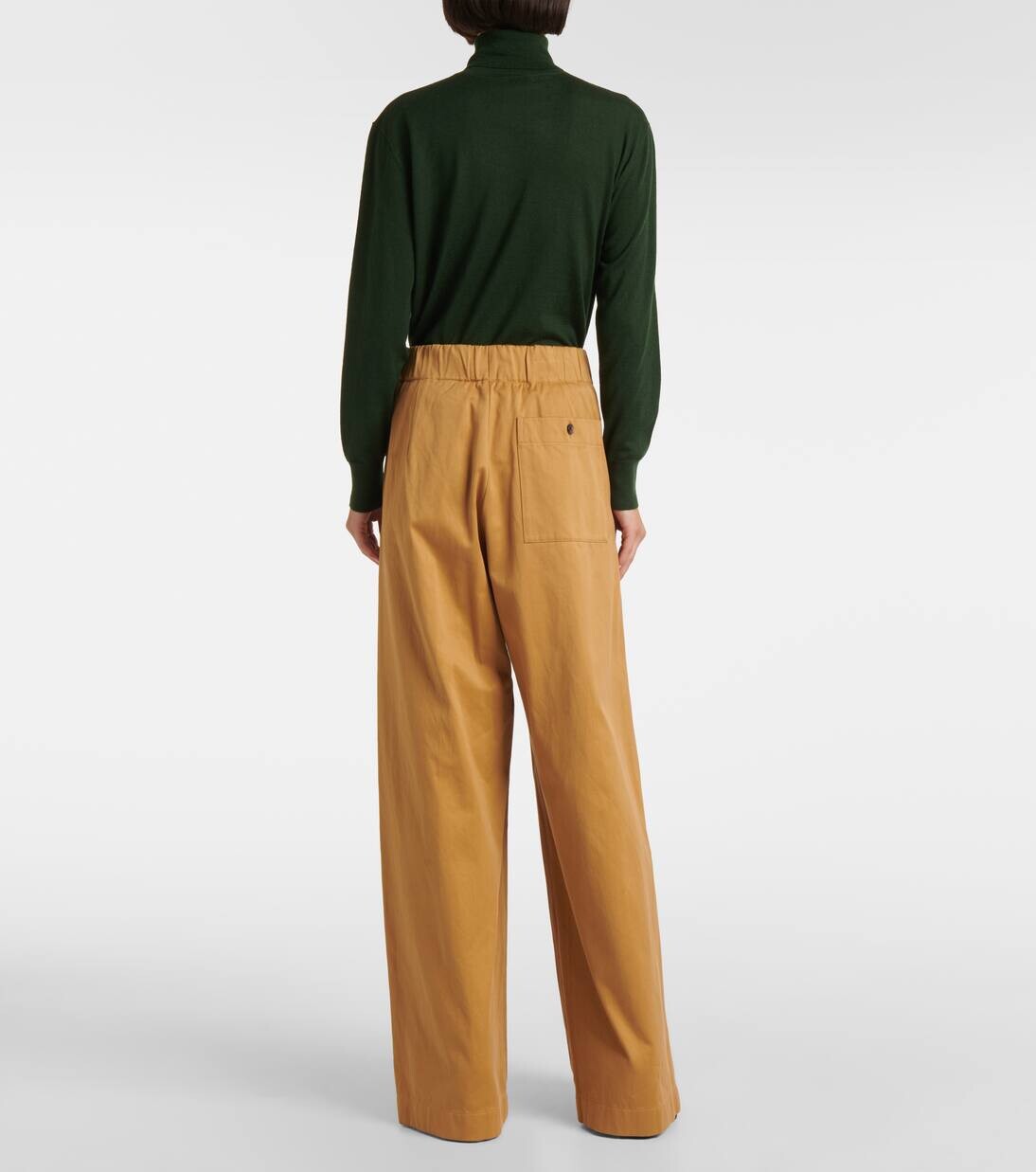 Широкие брюки из хлопка Dries Van Noten, песочный — фото 3