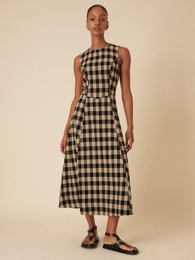 

Миди-платье из чистого органического хлопка cedar gingham Nobody's Child, цвет Black/Beige