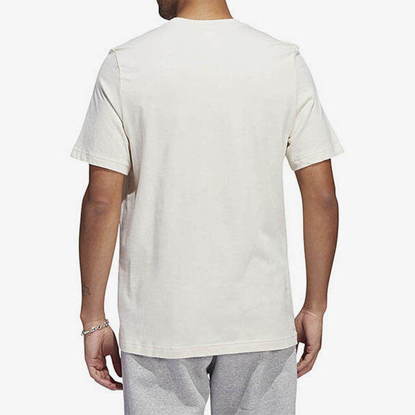 Футболка Men's adidas originals Solid Color Logo Athleisure Casual Sports Round Neck Short Sleeve Creamy White T-Shirt, белый — фото 3