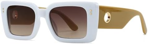 

Квадратные модные солнцезащитные очки для женщин, квадратные градиентные очки с защитой от УФ-излучения UV400 для мужчин, модные панк-солнцезащитные очки с заклепками MTZJH, C7 White Tea