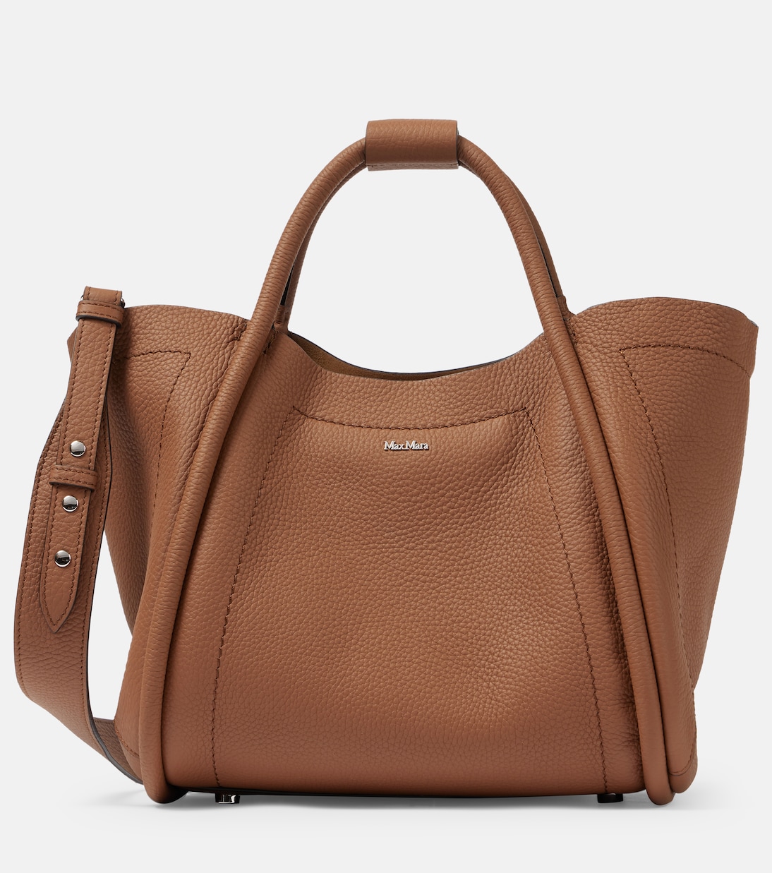 

Маленькая кожаная морская сумка-тоут Max Mara, Marrone