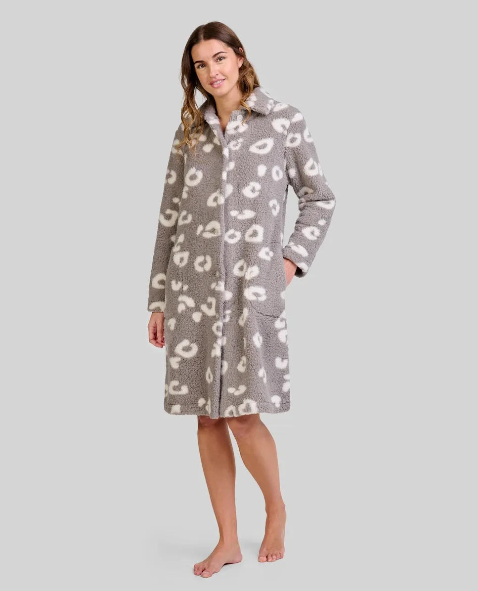 

Женский халат из овчины с пуговицами Lohe, серый