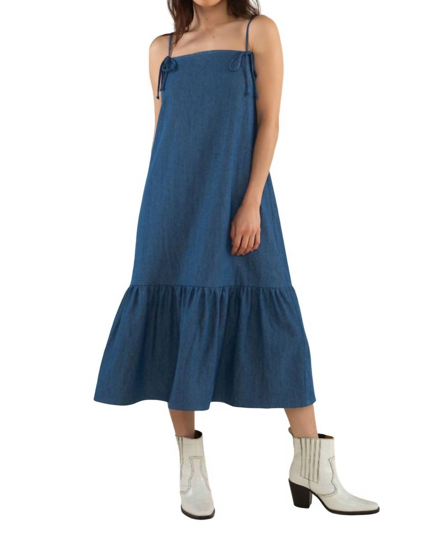 

Платье-миди из хлопкового денима Bonnie Bow средней степени стирки nlt, цвет medium wash