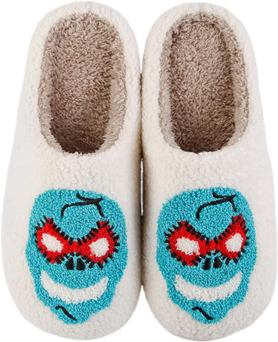 

Тапочки с тыквами на Хэллоуин для женщин и мужчин, уютные плюшевые тапочки с эффектом памяти для дома для пары Poispois, Devil Pumpkin
