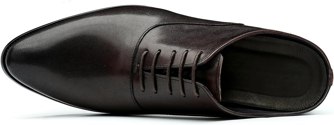Мужские кожаные мюли Santimon Mens - формальные сандалии для торжеств, лоферы на каждый день с открытой задней частью, клогги, оксфорды, тапочки, повседневная деловая мода, летняя обувь для мужчин, Coffee — фото 3