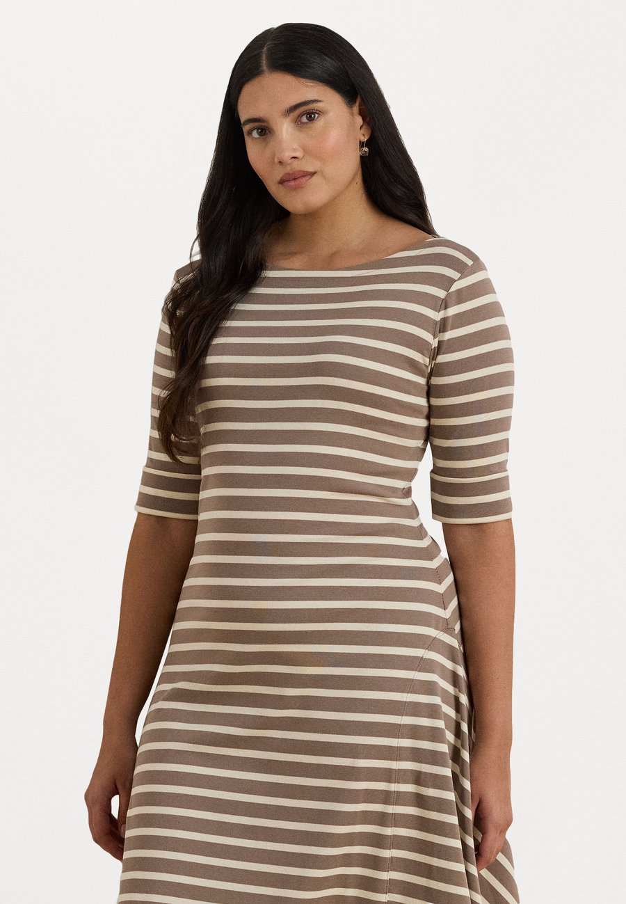 

Платье Lauren Ralph Lauren Woman STRIPED STRETCH COTTON MIDI DRESS, Taupe Brown/Mascarone Cream/Taupe