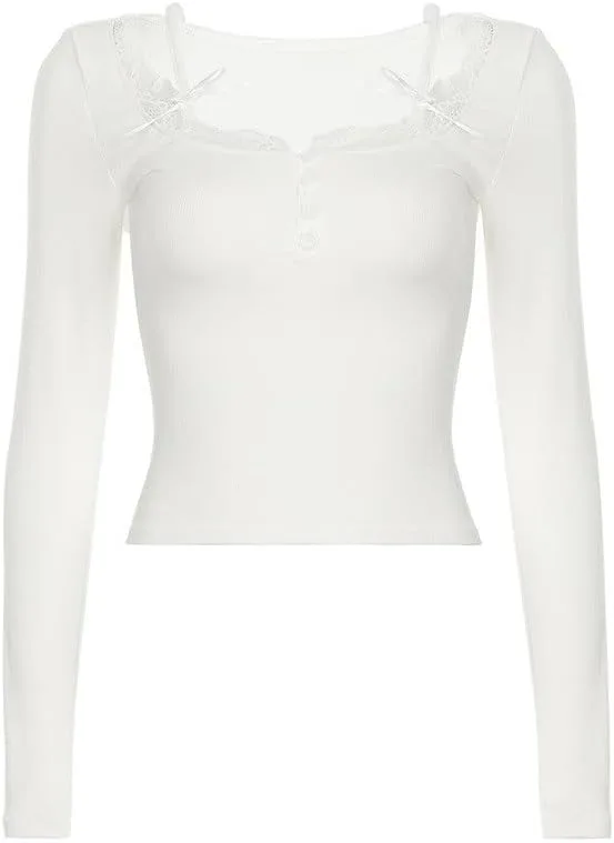 

Американская топ с квадратным вырезом и длинными рукавами ZYQHMY