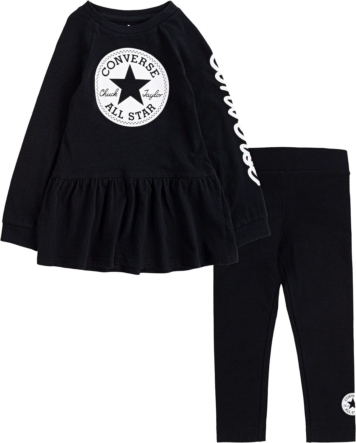 

Детский набор Converse Peplum T-Shirt and Leggings Set, черный