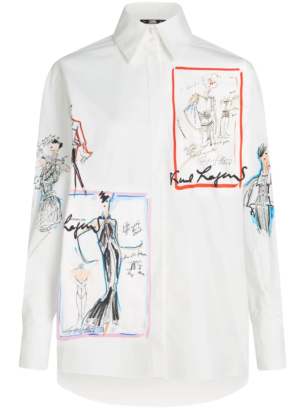 

Рубашка Archive Sketch из органического хлопка KARL LAGERFELD, белый