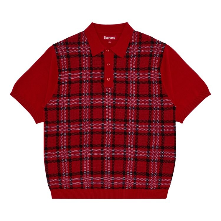 

Поло Supreme Plaid Knit Short-Sleeve Polo, красный