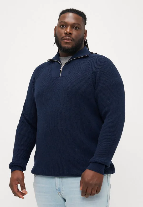Плюс вязаный свитер с застежкой-молнией до середины груди Tommy Hilfiger, Dark Night Navy