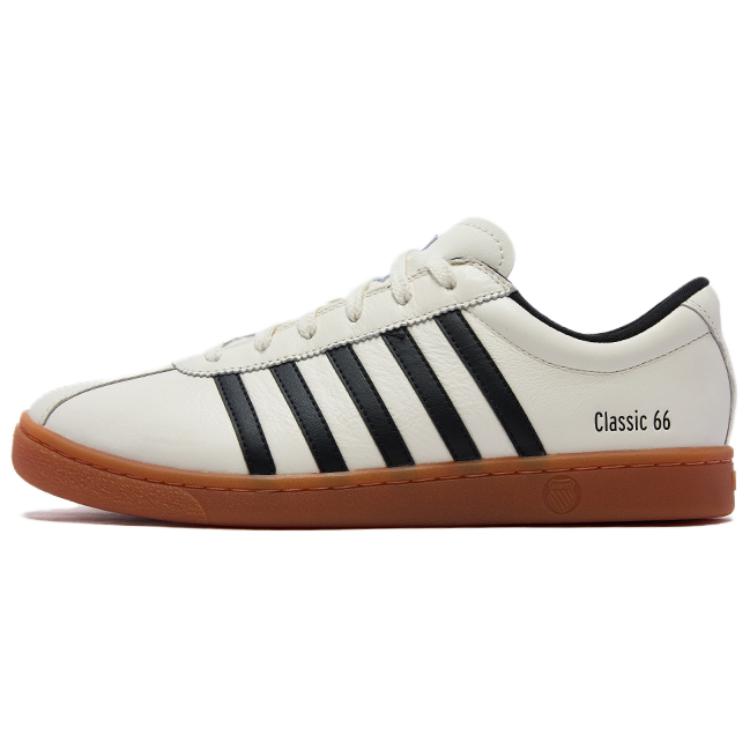 K·SWISS KSWISS Classic 66 устойчивые к истиранию дышащие поддерживающие низкие скейтбордские кроссовки унисекс белый/чистый черный женские, цвет White/Pure Black (Women's) — фото 4