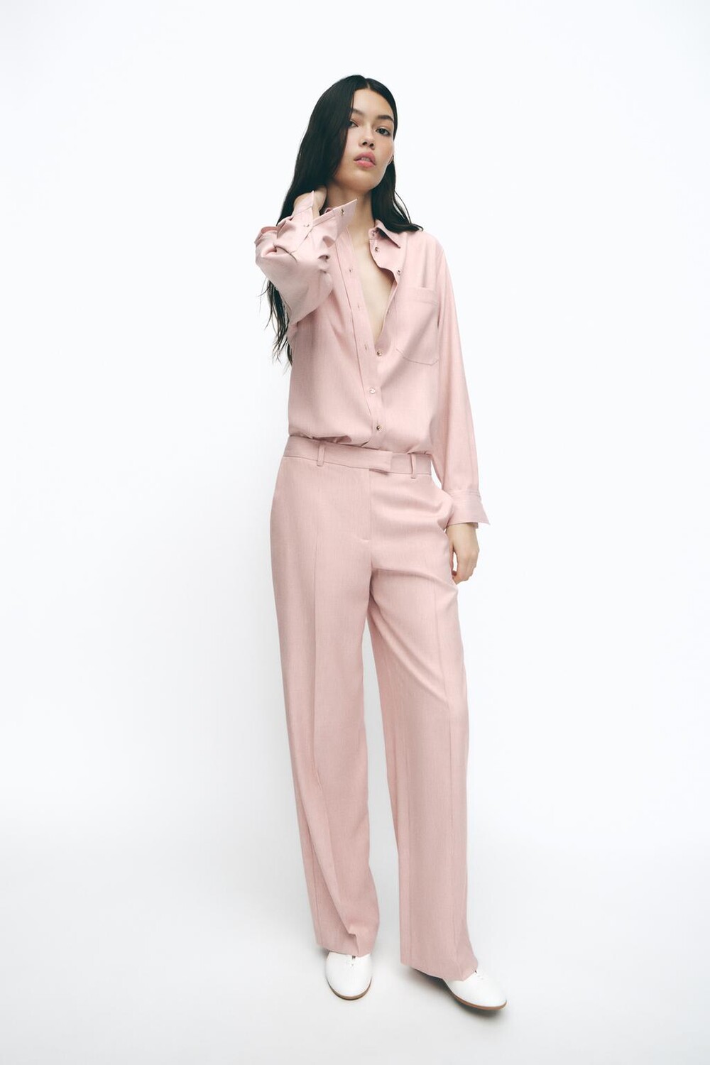 

Рубашка с карманом ZARA, розовый