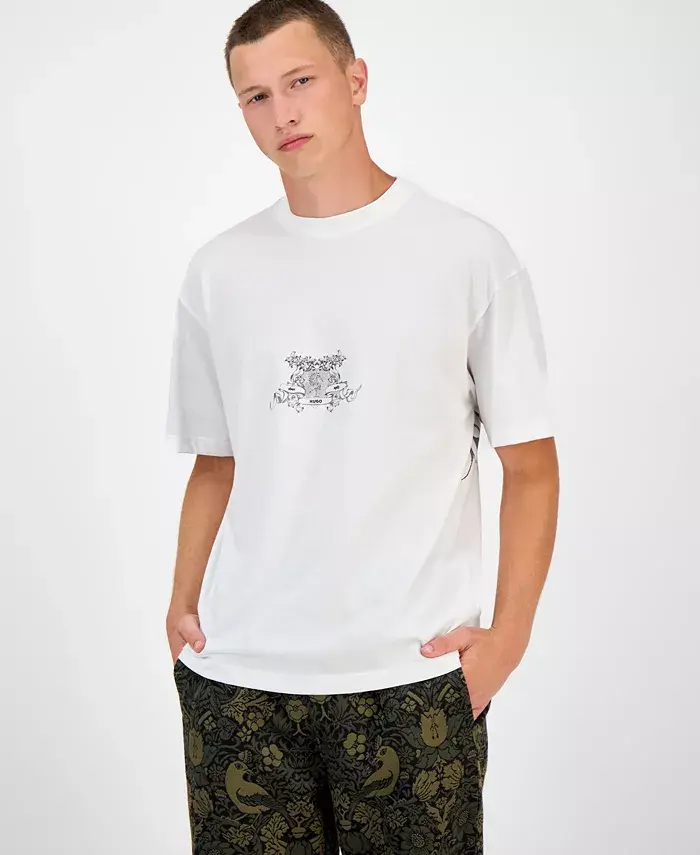 

Мужская футболка Duarms с коротким рукавом и принтом оверсайз Hugo Boss, белый