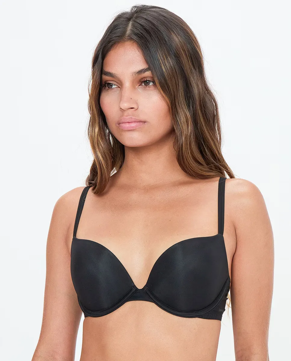 

Бюстгальтер с глубоким вырезом и пуш-апом - Sheer Marquisette Calvin Klein, чёрный