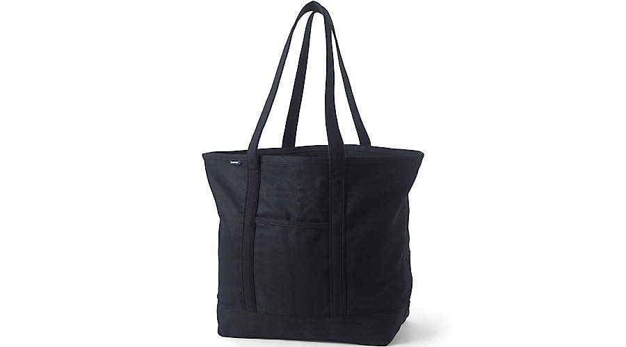 

Очень большая однотонная холщовая сумка-тоут с пятью карманами, открытым верхом и длинными ручками Lands' End, цвет black/black, Черный, Очень большая однотонная холщовая сумка-тоут с пятью карманами, открытым верхом и длинными ручками Lands' End, цвет bl