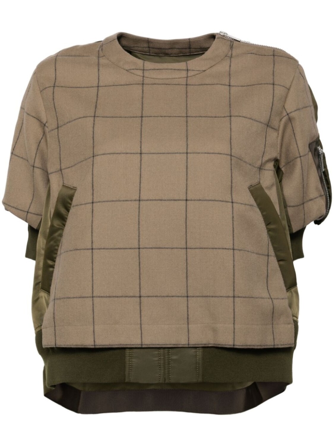 

Sacai пуловер в клетку Windowpane, коричневый
