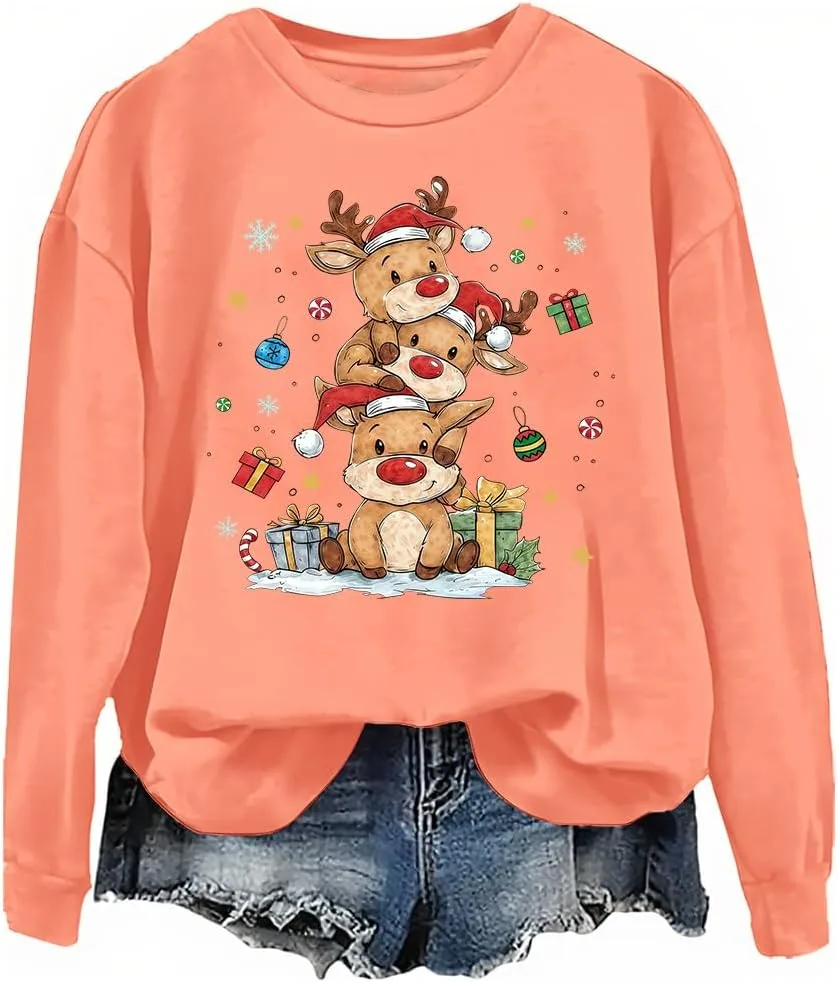 

Зимний свитшот с оленем, рождественский худи Unisex woati