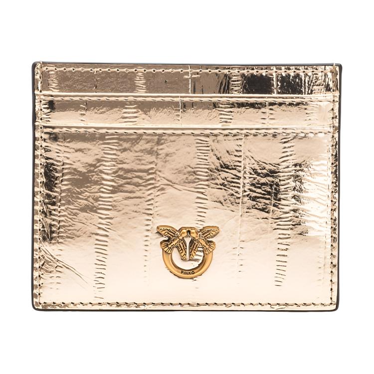 

PINKO Мини-визитница из коровьей кожи для женщин золотистая