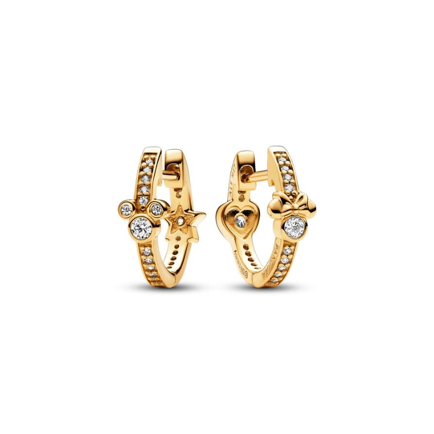 

Серьги Pandora Disney Mickey Mouse & Minnie Mouse Sparkling Hoop Earrings, покрытие - золото