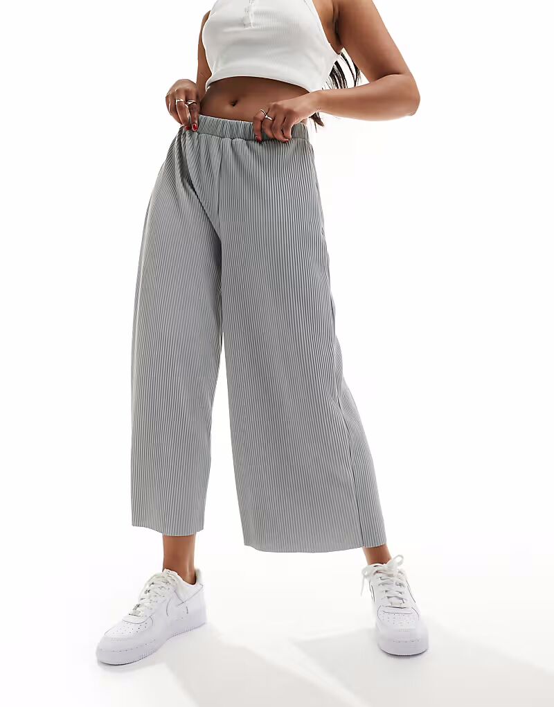 

Широкие брюки-кюлоты ASOS DESIGN плиссированные серого меланжевого цвета
