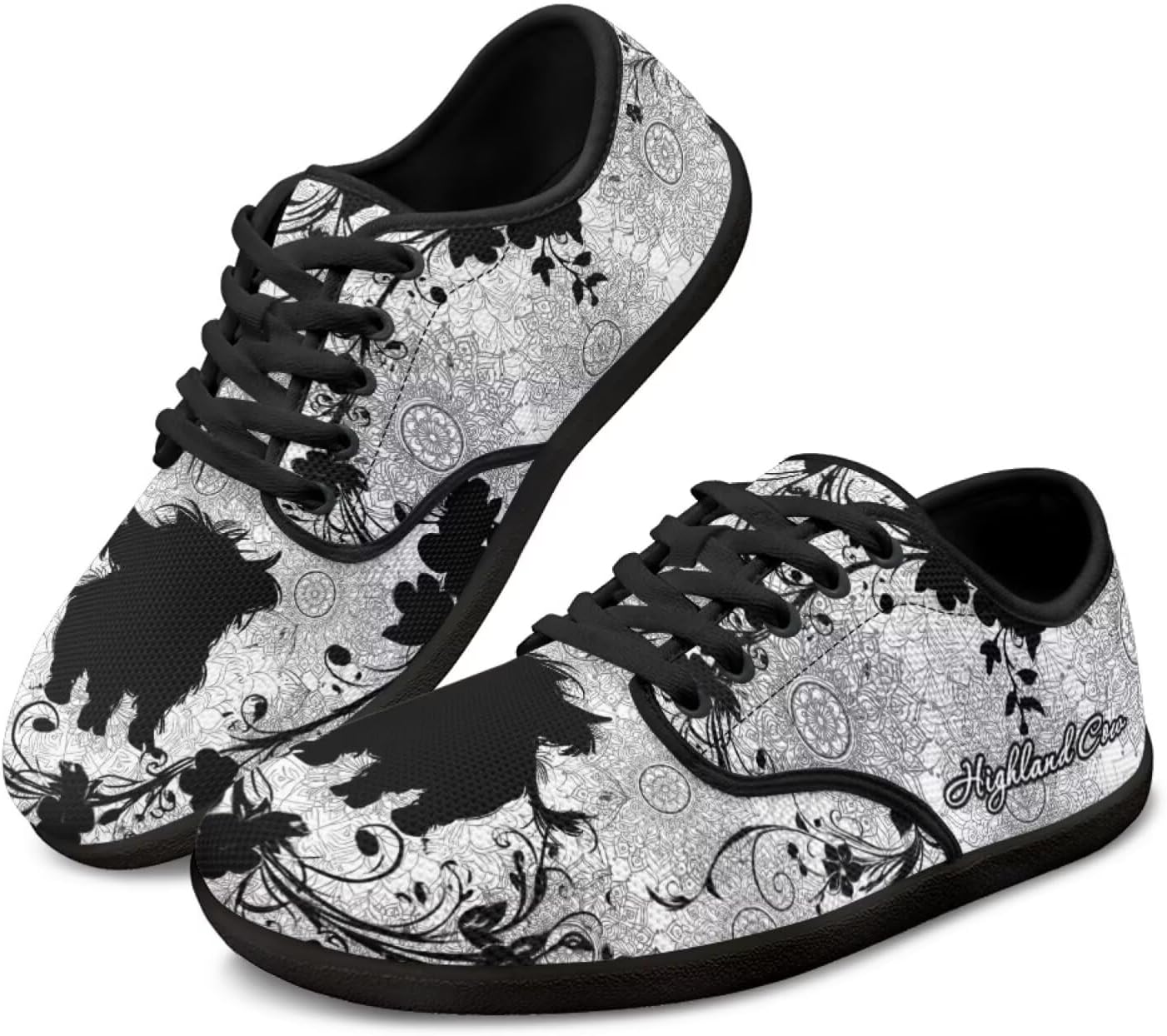 

Женские и мужские сандалии Jeiento Mandala с цветочным и животным узором, кожаные прогулочные туфли с широкой носочной частью, низкие кроссовки из ПУ-кожи, Bohemian Highland Cow