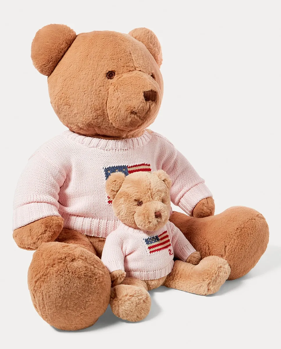 Маленький плюшевый медвежонок, Полярный в свитере с флагом Polo Ralph Lauren, светло-бежевый — фото 2