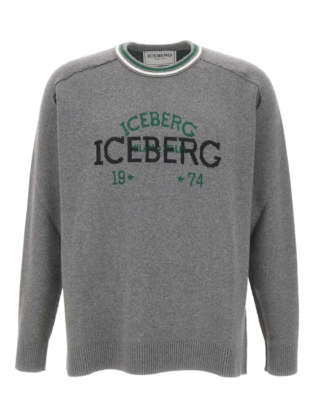 

Свитер с вышитым логотипом и рукавами реглан Iceberg, серый