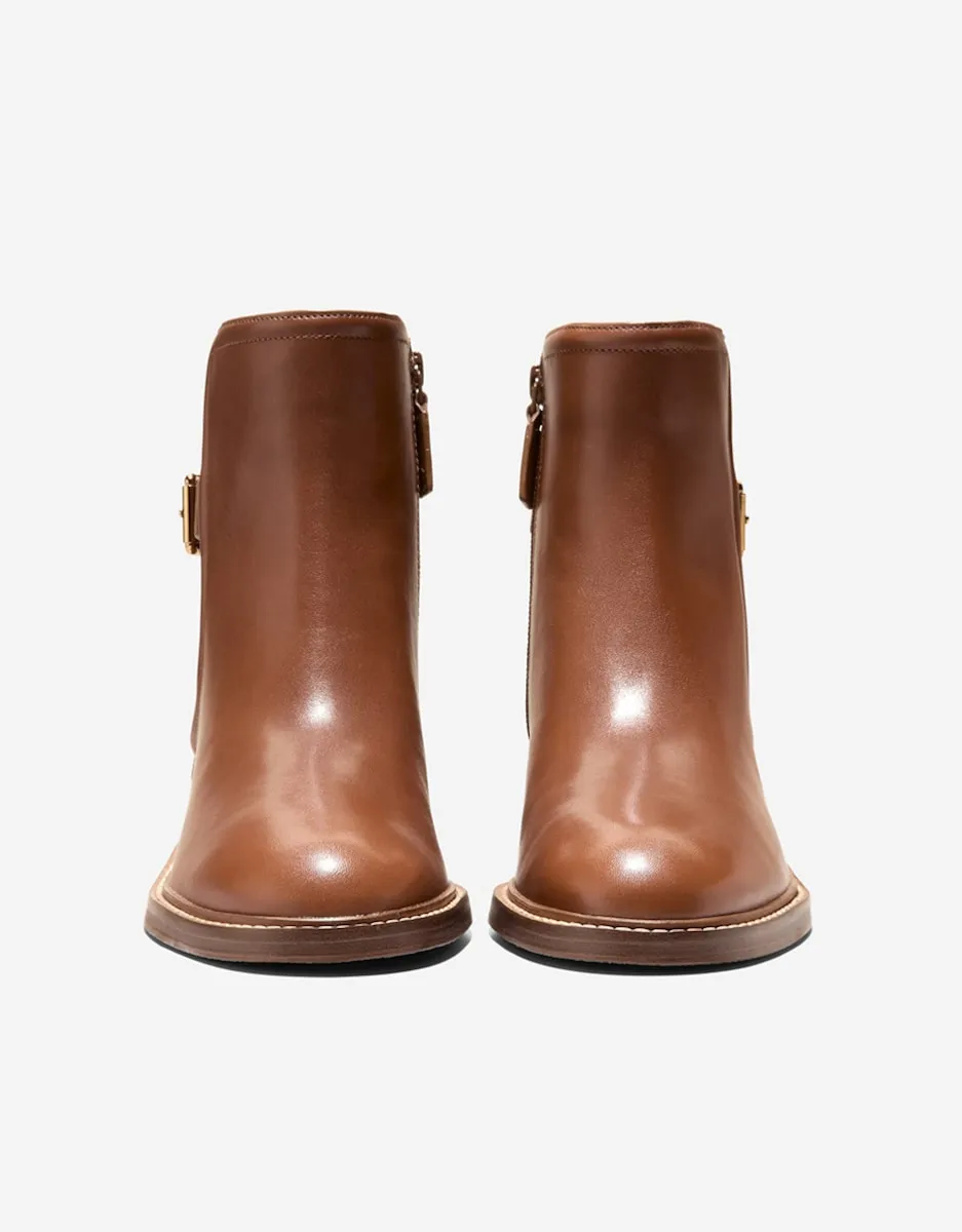 Женские кожаные ботильоны с молнией и декоративной пряжкой Cole Haan, коричневый — фото 3