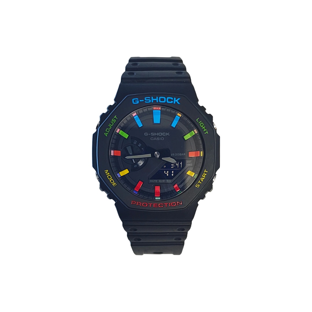 

CASIO Часы Men Liquid Crystal/Analog Dual Display Series Black Watch, Rainbow Black Warrior