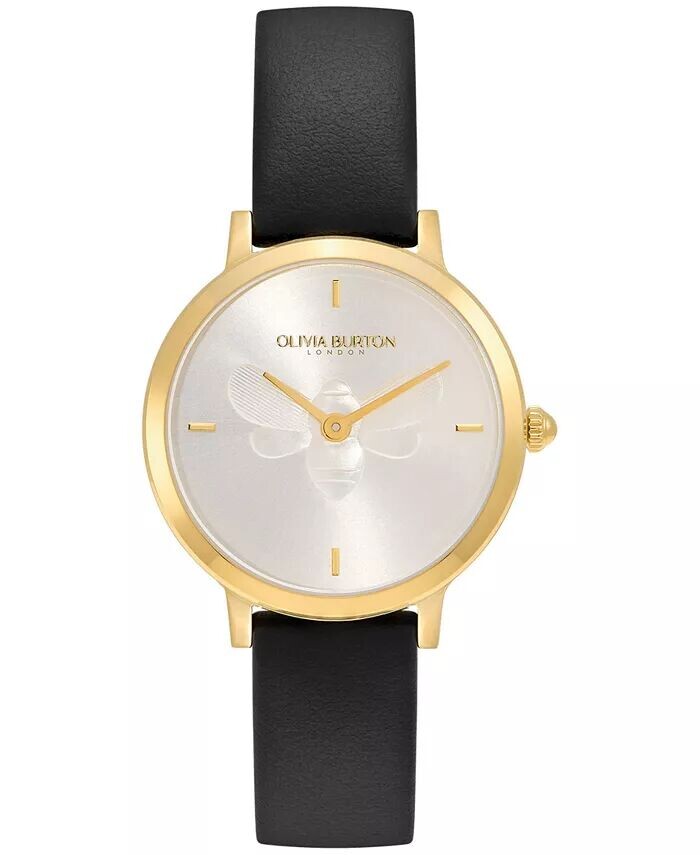 

Женские ультратонкие черные кожаные часы Bee, 28 мм Olivia Burton