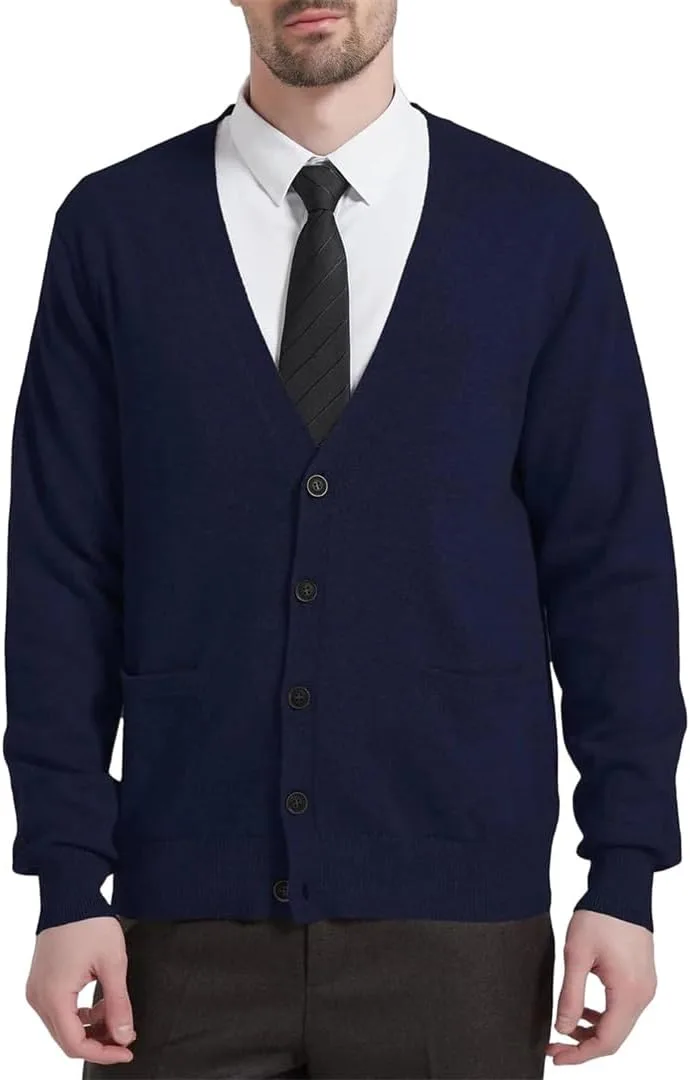 

Мужской кардиган с V-образным вырезом и карманами