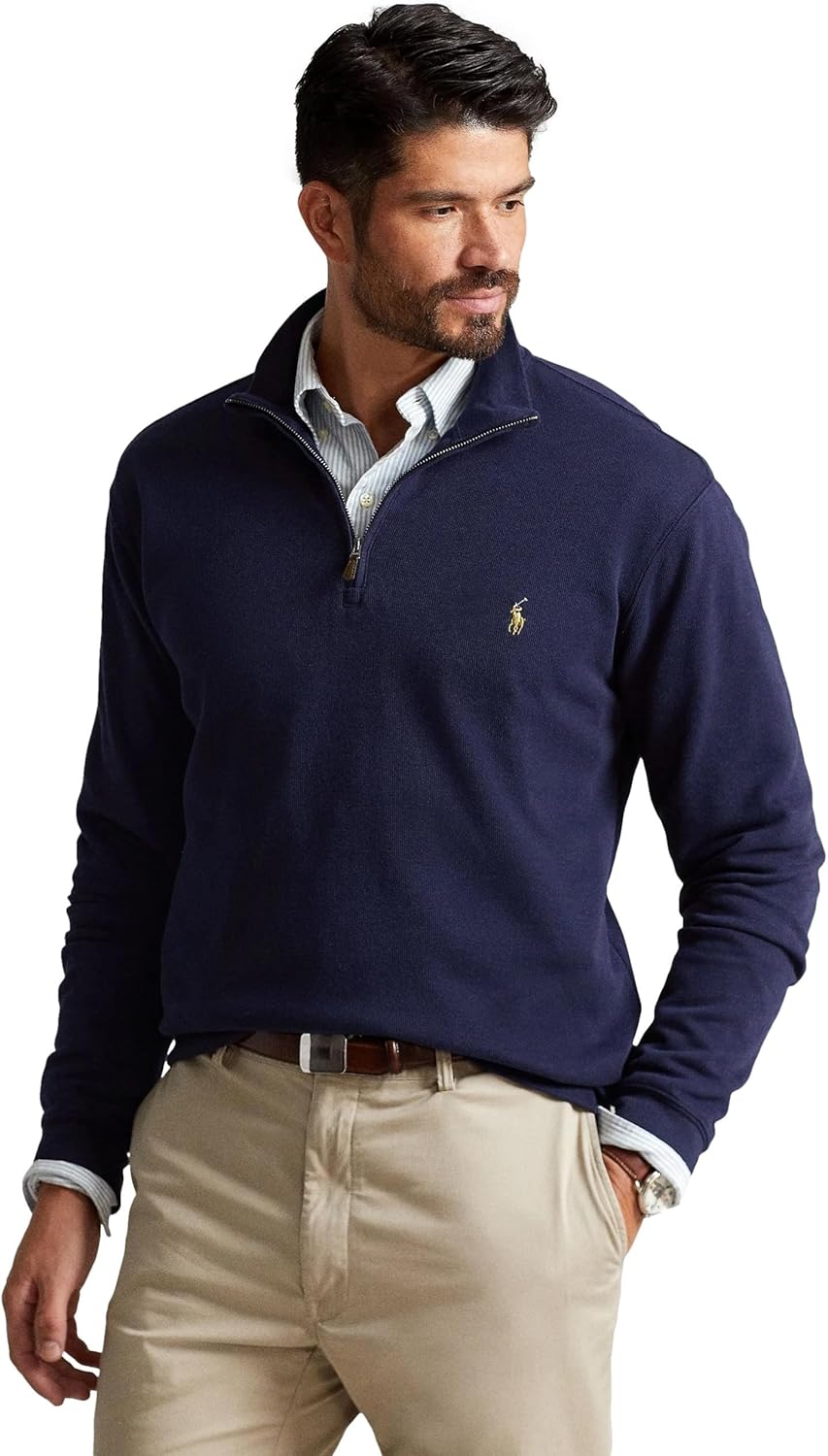 Поло RL мужская толстовка с полузастежкой Big and Tall POLO RALPH LAUREN, French Navy. — фото 2