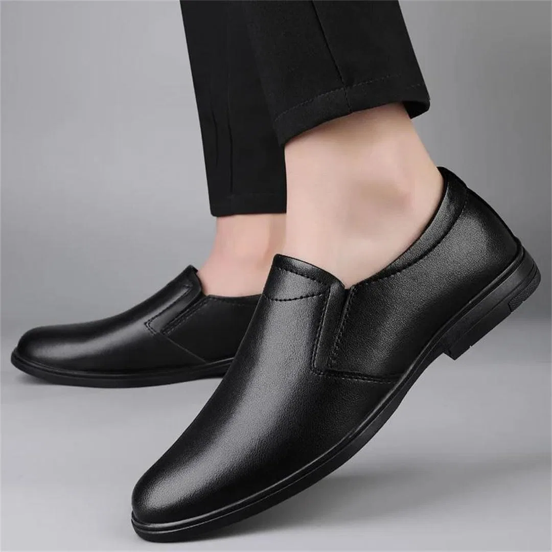 Лоферы кожаные Loafers Casual Lightweight Business Shoes Comfortable Walking Flats, черный — фото 3