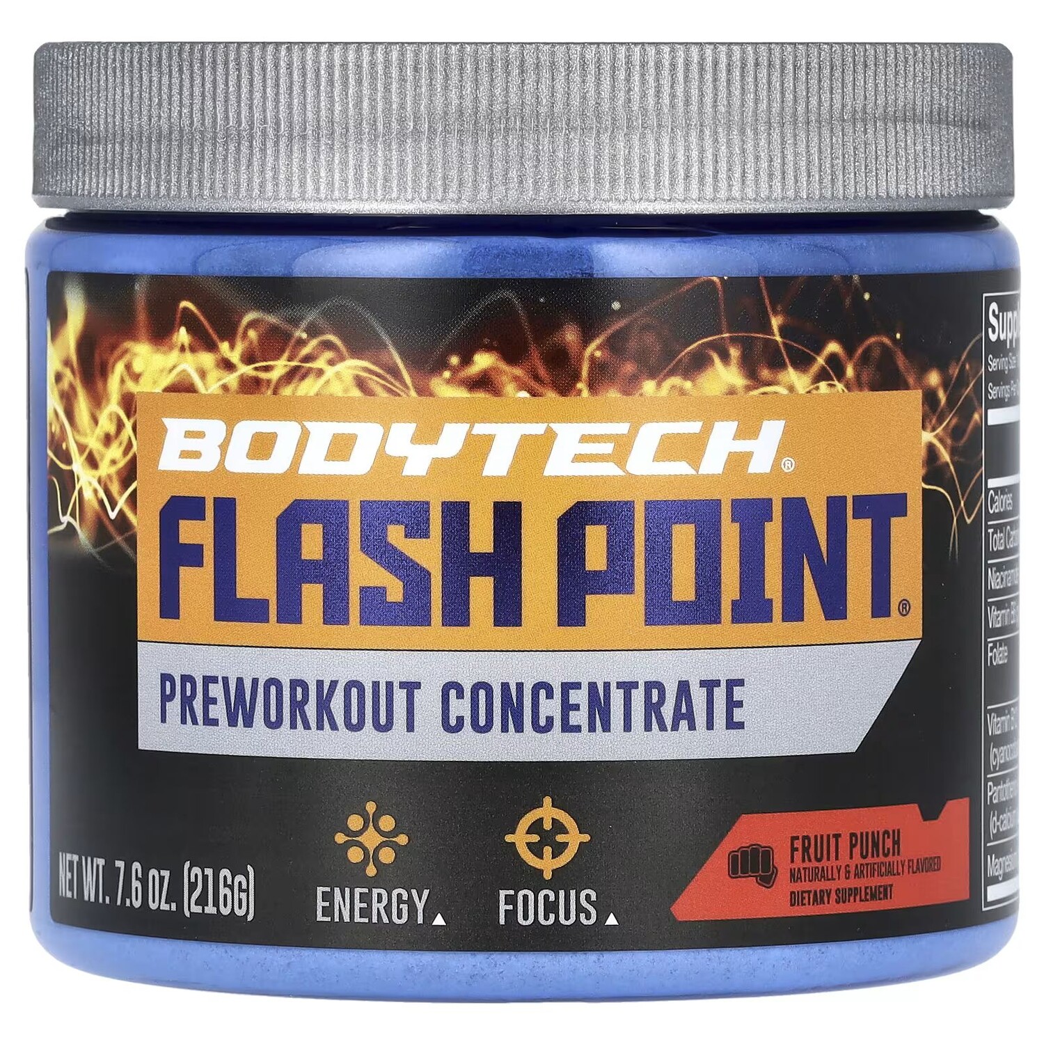 

Flash Point, Концентрат перед тренировкой, фруктовый пунш, 7,6 унции (216 г) Bodytech